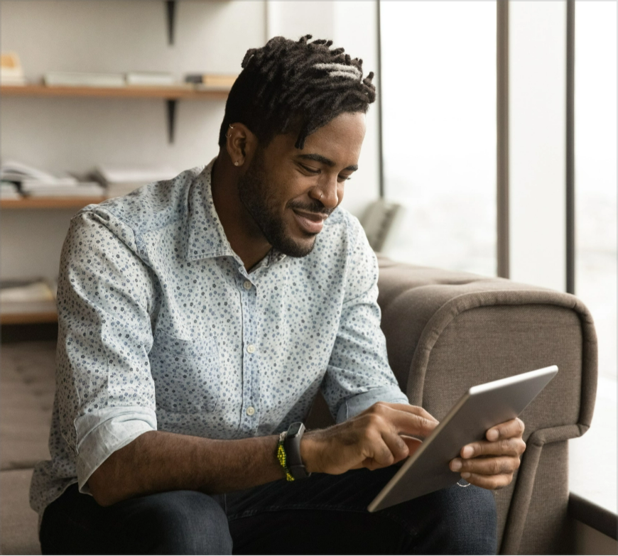 Man using the tablet