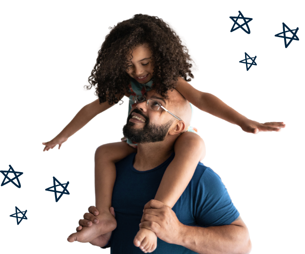 father holding child